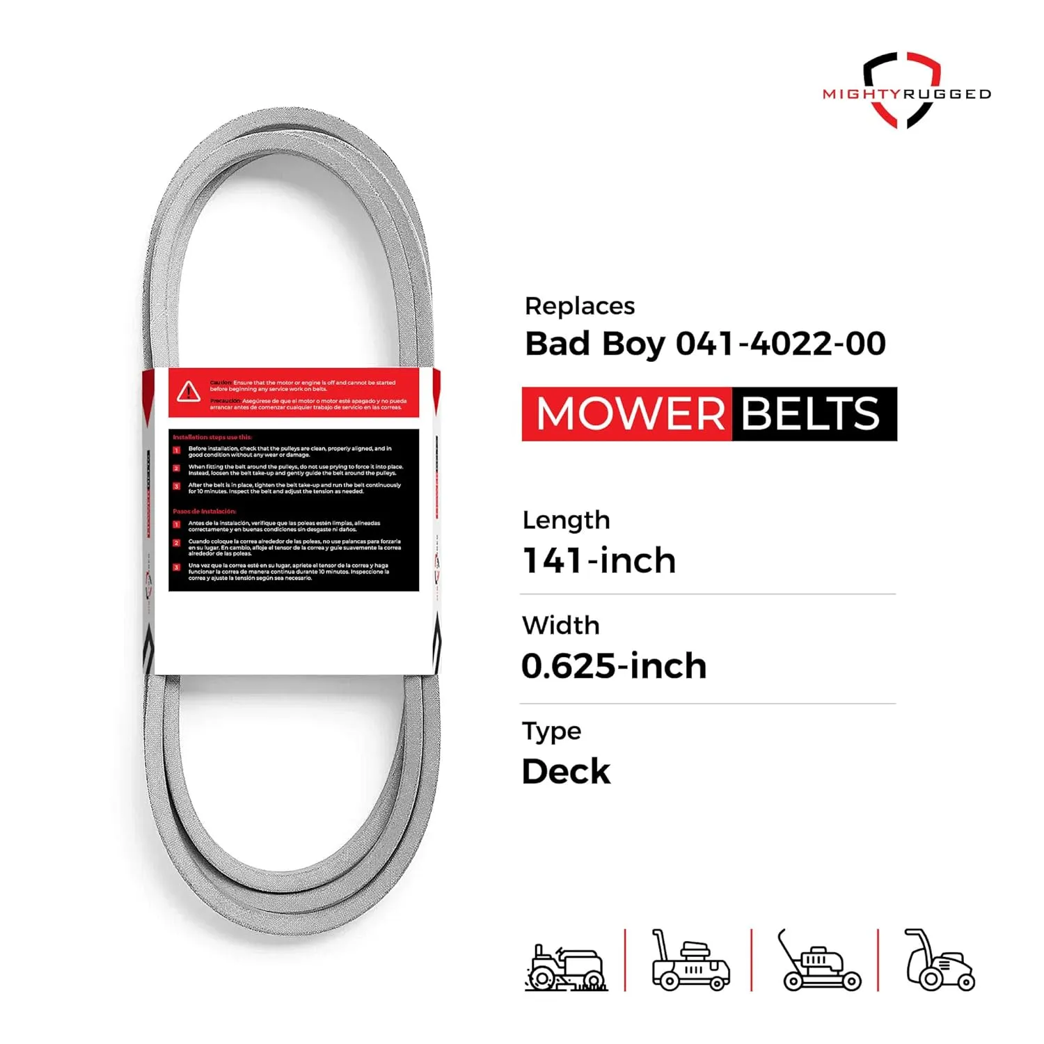 041-4022-00 Deck Replacement Belt for Bad Boy Mowers - Belt Length 141" - Heavy-Duty, Durable, Aramid Cord Belt - Compatible with CZT 4200, MZ Series, MZ Magnum, Outlaw BBS 6100