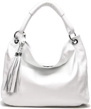 100% Soft Genuine Leather Ladies Shoulder Bags Tassel Women's Handbag Slouchy Bag Hobo Crossbody