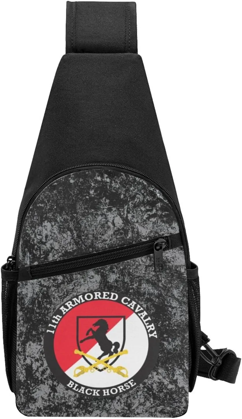 11th Armored Cavalry Regiment Black Horse Sling Bag Crossbody Backpack Shoulder Casual Daypack Bags for Men