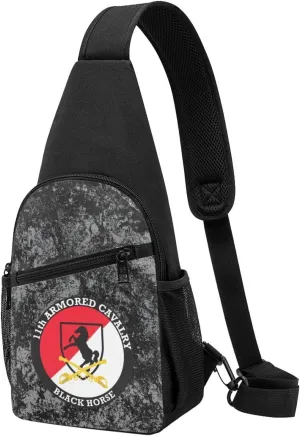 11th Armored Cavalry Regiment Black Horse Sling Bag Crossbody Backpack Shoulder Casual Daypack Bags for Men