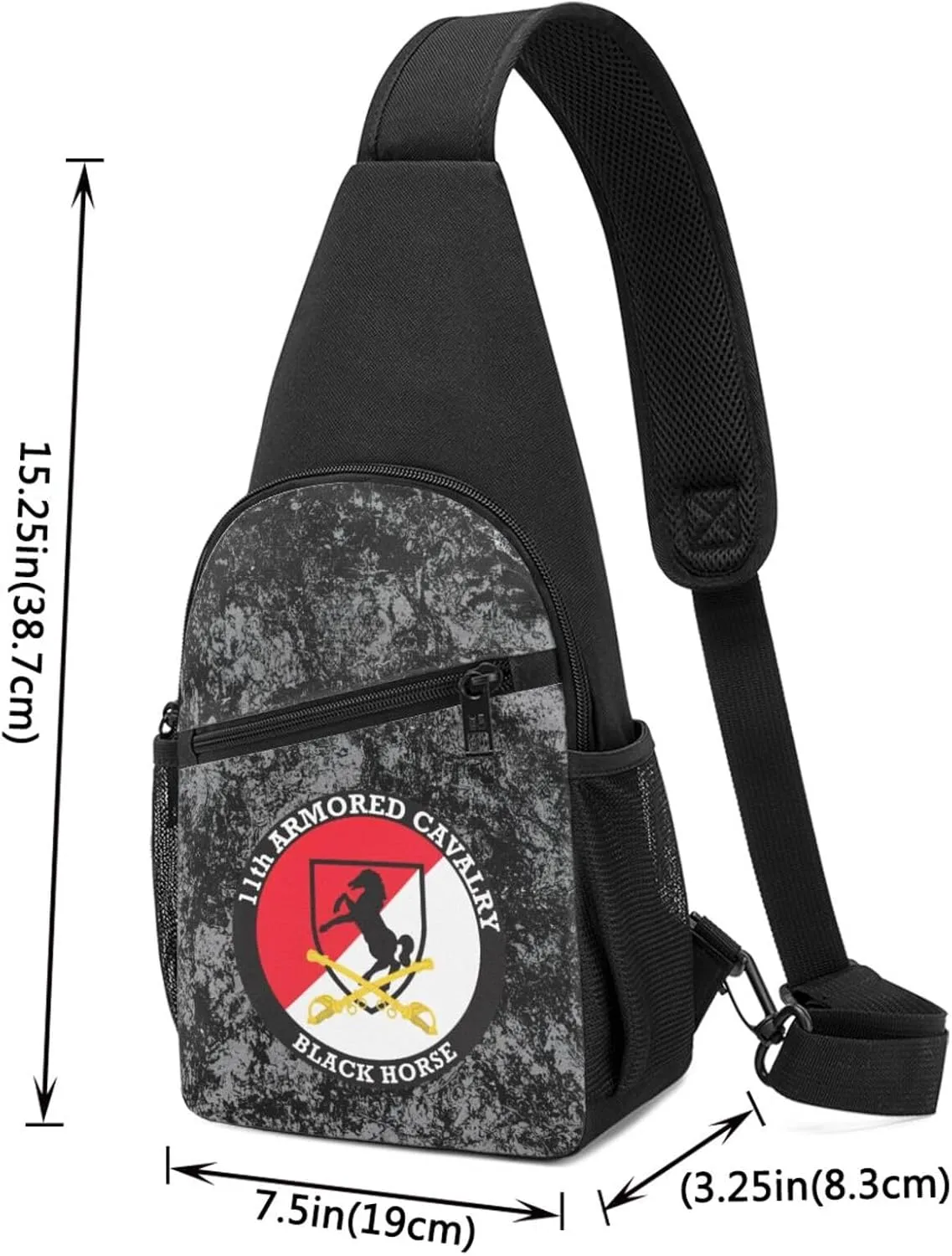 11th Armored Cavalry Regiment Black Horse Sling Bag Crossbody Backpack Shoulder Casual Daypack Bags for Men