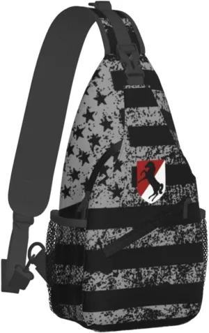 11th Armored Cavalry Regiment Sling Bag for Men, Small Crossbody Sling Bags, Mini Water Resistant Shoulder Daypack for Travel, Anti Thief Chest Bag for Hiking