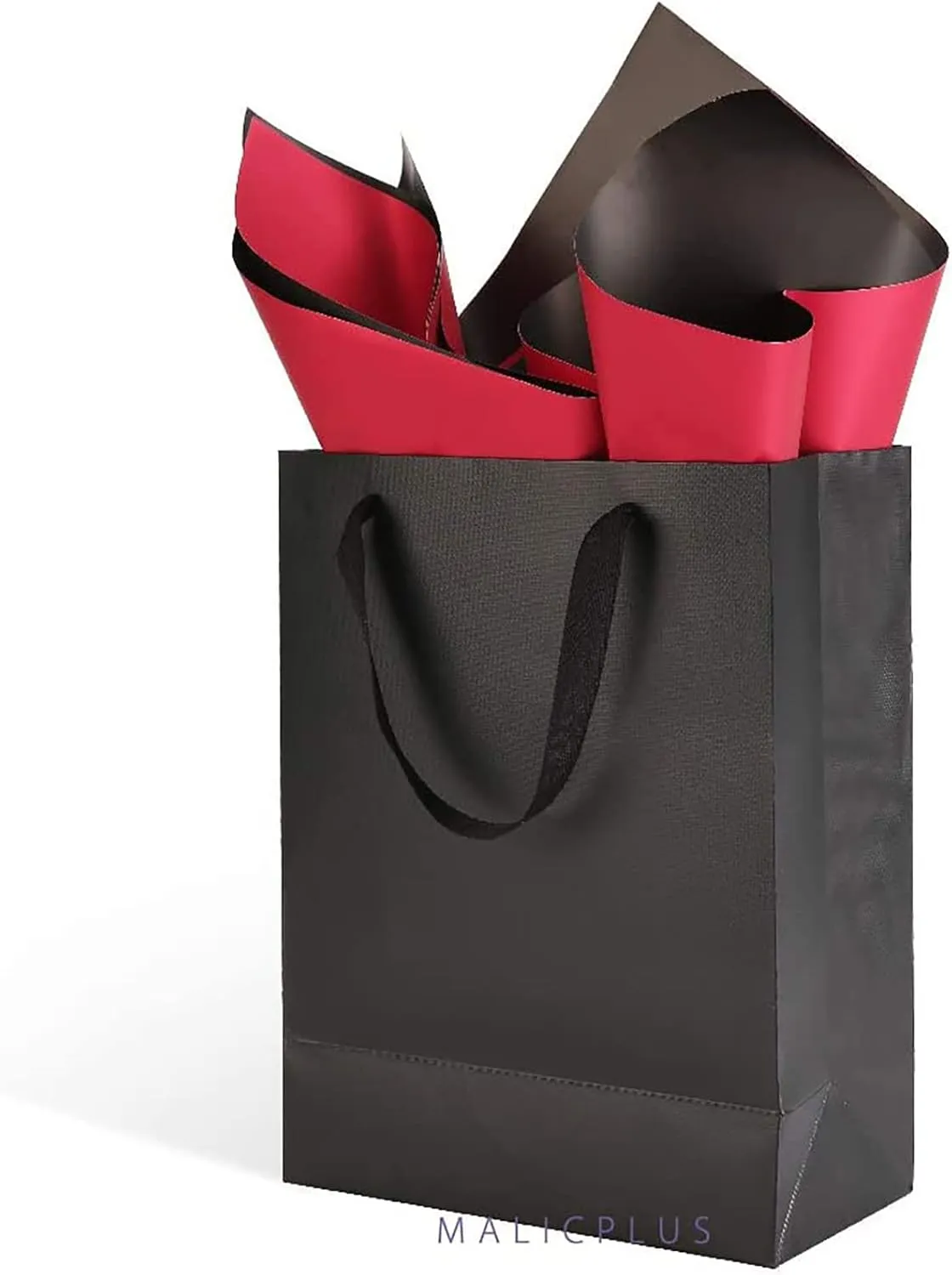12 Large Gift Bags 10x5x13 Inches, Premium Matte Black Large Gift Bags with Handles for All Occasions (Grain Textured Finish)