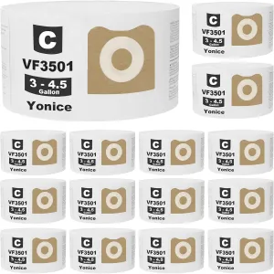 15 Pack VF3501 Dust Bags Size C Compatible for Ridgid & Workshop 3-4.5 Gallon Vacuums, Disposable Dust Collection Filter Bags Replace Part# 23738 VF3501 WS32045F