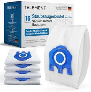 16 vacuum cleaner bags for Miele vacuum cleaners [Complete C2 & C3, Classic C1] Replaces GN - incl. 4 motor & 4 exhaust filters [S8000, S5000, S2000, S800 & S600 Series] replaces 07805110 S8 S5 S2