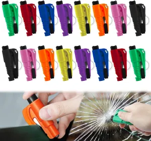 16Pcs Car Window Breaker Key Chains, Portable 3 in 1 Glass Breaker/Seat Belt Cutter/Survival Whistle, Safety Emergency Escape Tools, Multifunctional Car Accessories for All Vehicles