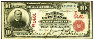 1902 NAT CITY BANK (NOW CITIBANK!!) NY 1902 RED SEAL $10 BILL! WOW in so MANY WAYS! $10 Fine to Very Fine