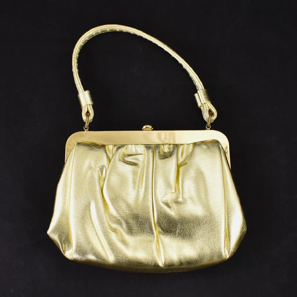 1950s Vintage Gold Handbag w Coin Purse