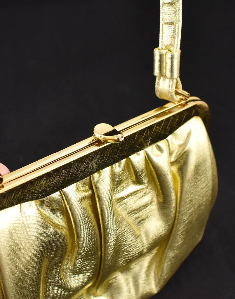 1950s Vintage Gold Handbag w Coin Purse