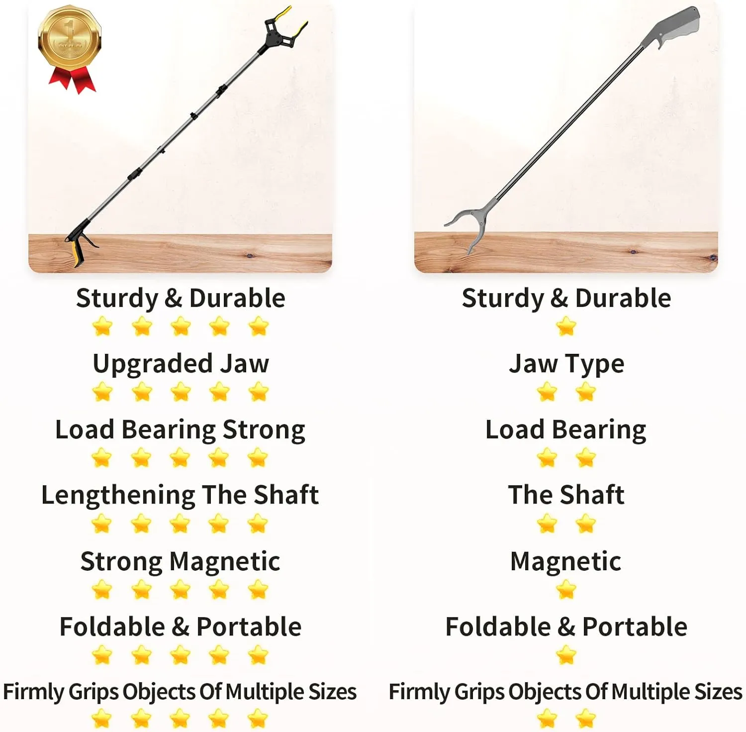 2 Pack 44" Grabber Reacher, Foldable Grabbers for Elderly Grab It Reaching Tool with Upgraded Rotating Jaw & 2 Storage Bags, Strong Magnetic Tip, Sturdy Grabber Pickup Tool for Trash Pickup, Aid