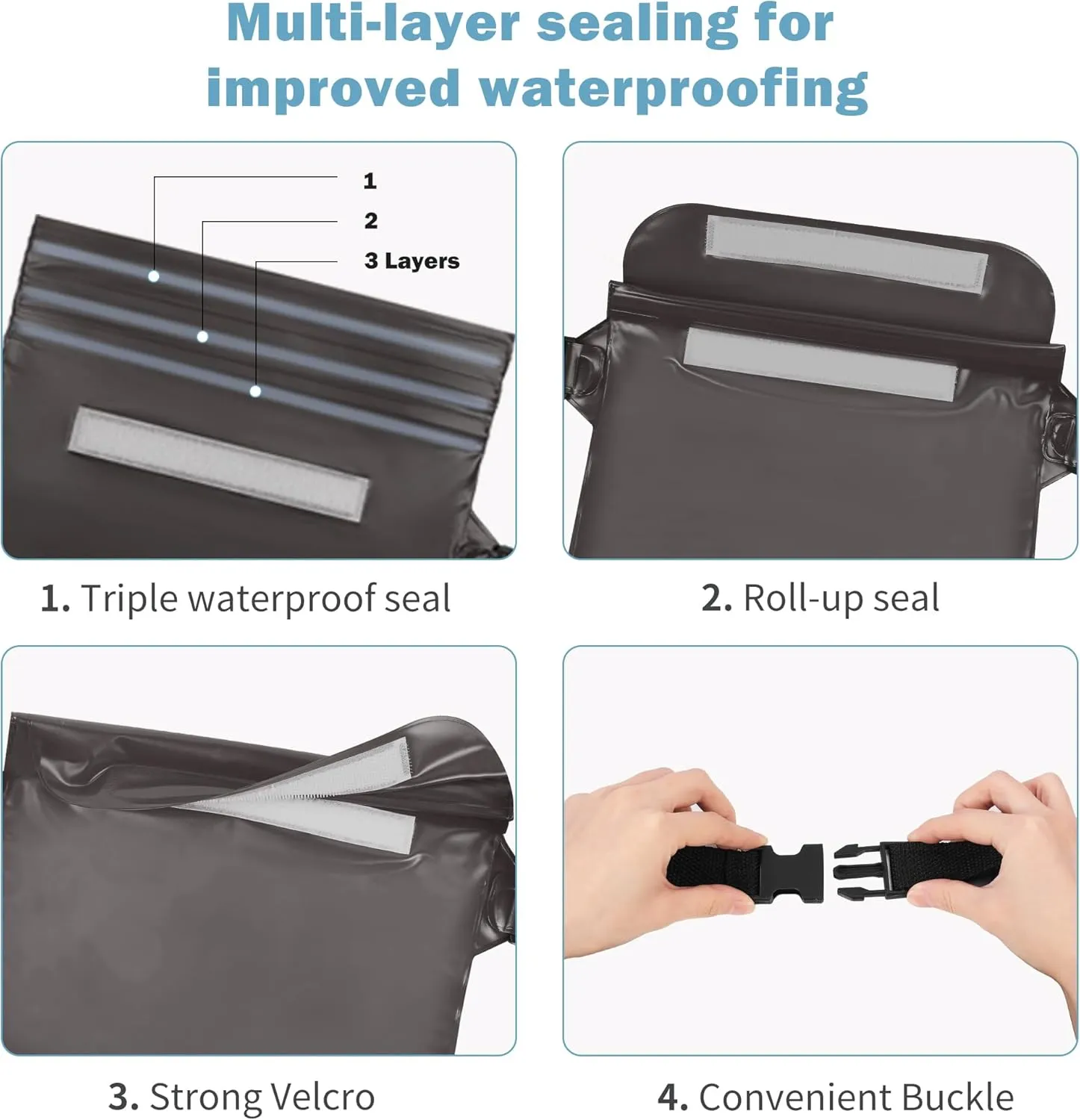 2-Pack Waterproof Pouch with Adjustable Waist Strap, Waterproof Dry Bag, Keeps Cell Phones and Valuables Safe and Dry, Perfect for Kayaking, Beach, Camping and Swimming (Black   Pink)
