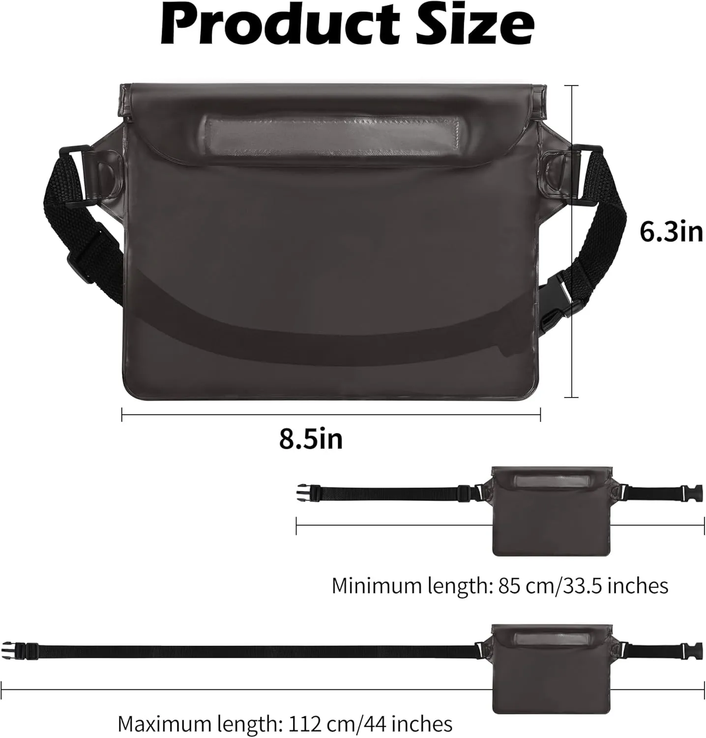 2-Pack Waterproof Pouch with Adjustable Waist Strap, Waterproof Dry Bag, Keeps Cell Phones and Valuables Safe and Dry, Perfect for Kayaking, Beach, Camping and Swimming (Black   Pink)
