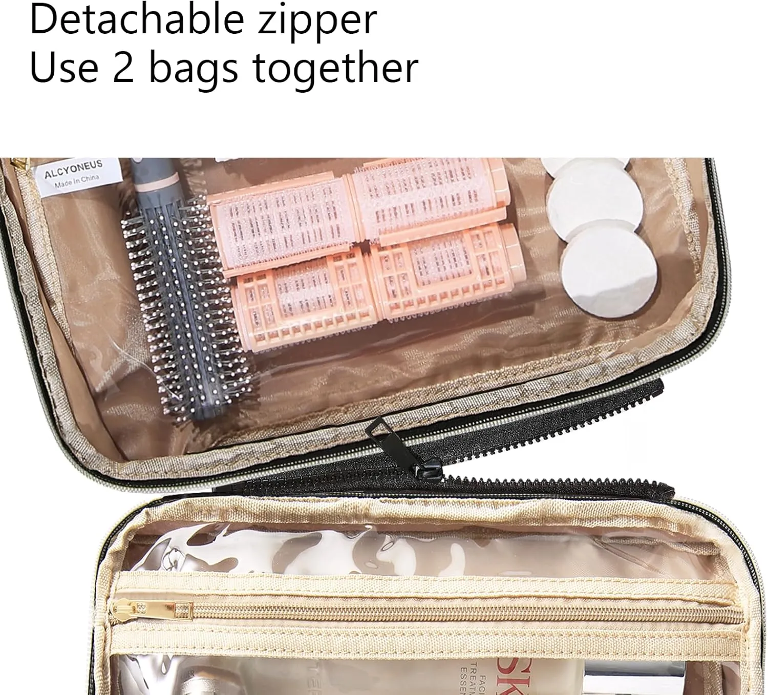 2 Psc Bag Of Free Disassembly Combination Large Travel Toiletry Bag With Makeup Bag,Dry & Wet Separation,Travel Organizer with Hanging Hook For Full-Sized Containers,Shampoo,Accessories,Toiletries
