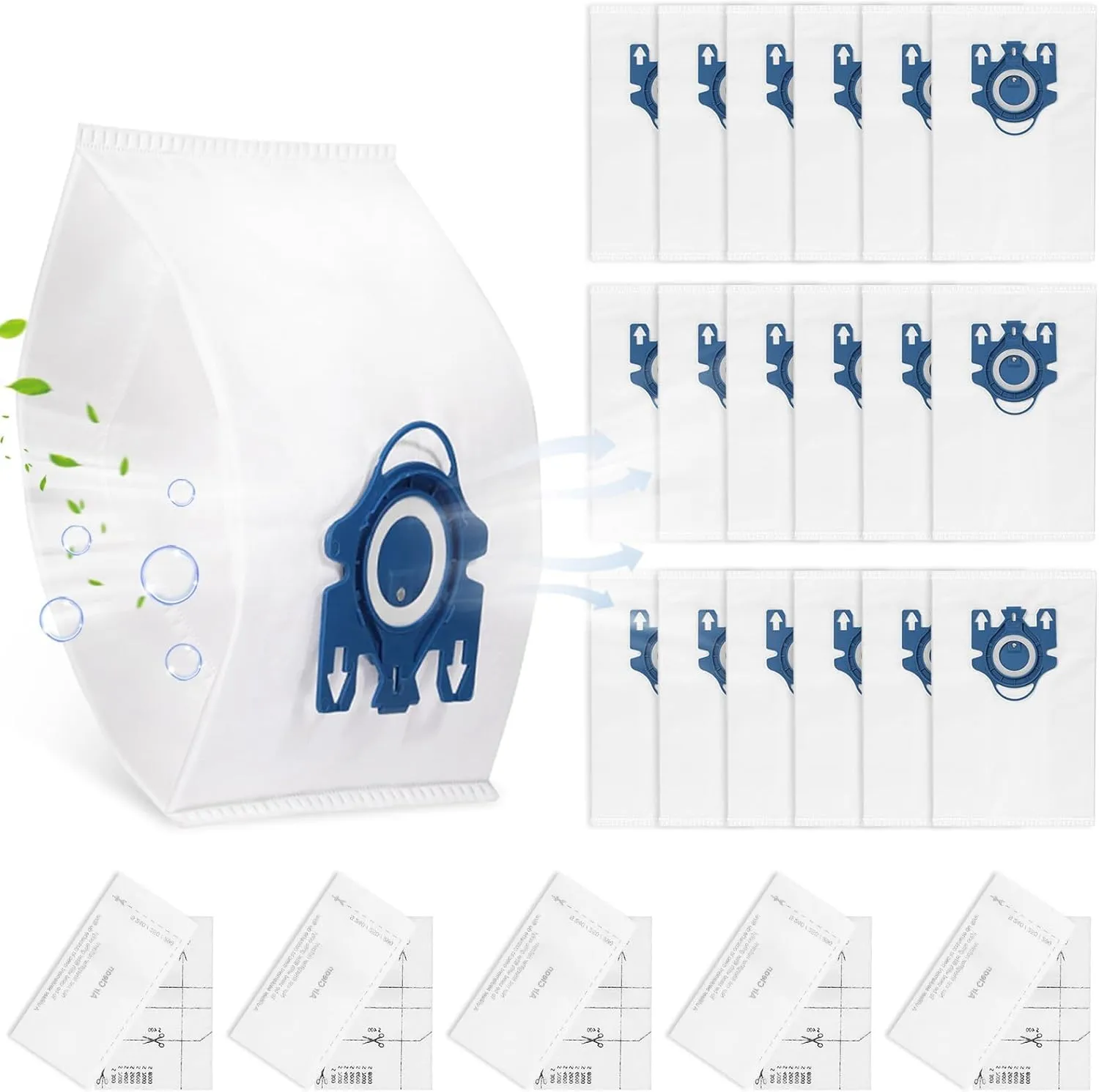 20 Pack 3D Airclean GN Vacuum Bags Compatible with Miele Classic C1, Complete C1, Complete C2, Complete C3, S227 S240, S270, S400, S2, S5, S8 Series Canister Vacuum Cleaner