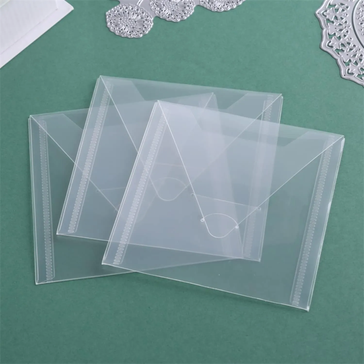 20 Pieces Clear Die & Stamp Plastic Storage Bag, Resealable Large Envelope Pocket for DIY Scrapbooking Paper Card Craft Making and Cutting Dies Stencil (4.75"x4.75")