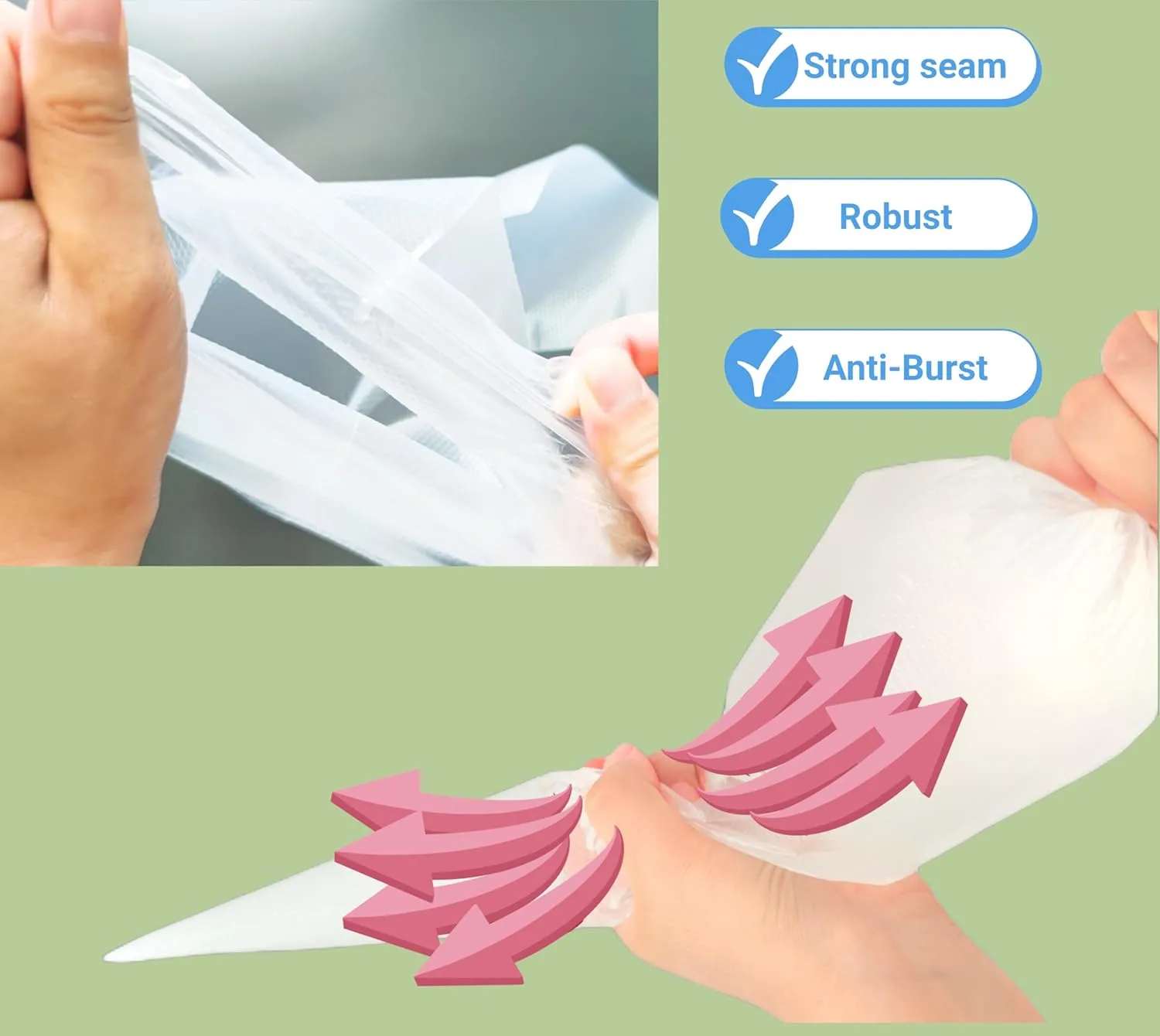 21 Inch Extra Large Piping Bags 100 Pack - Disposable Pastry Bags - Thick Anti-Burst Pastry Icing Frosting Piping Bags For Decorating Cupcakes Cakes Cookies (Large 21 Inch-100 Pack)