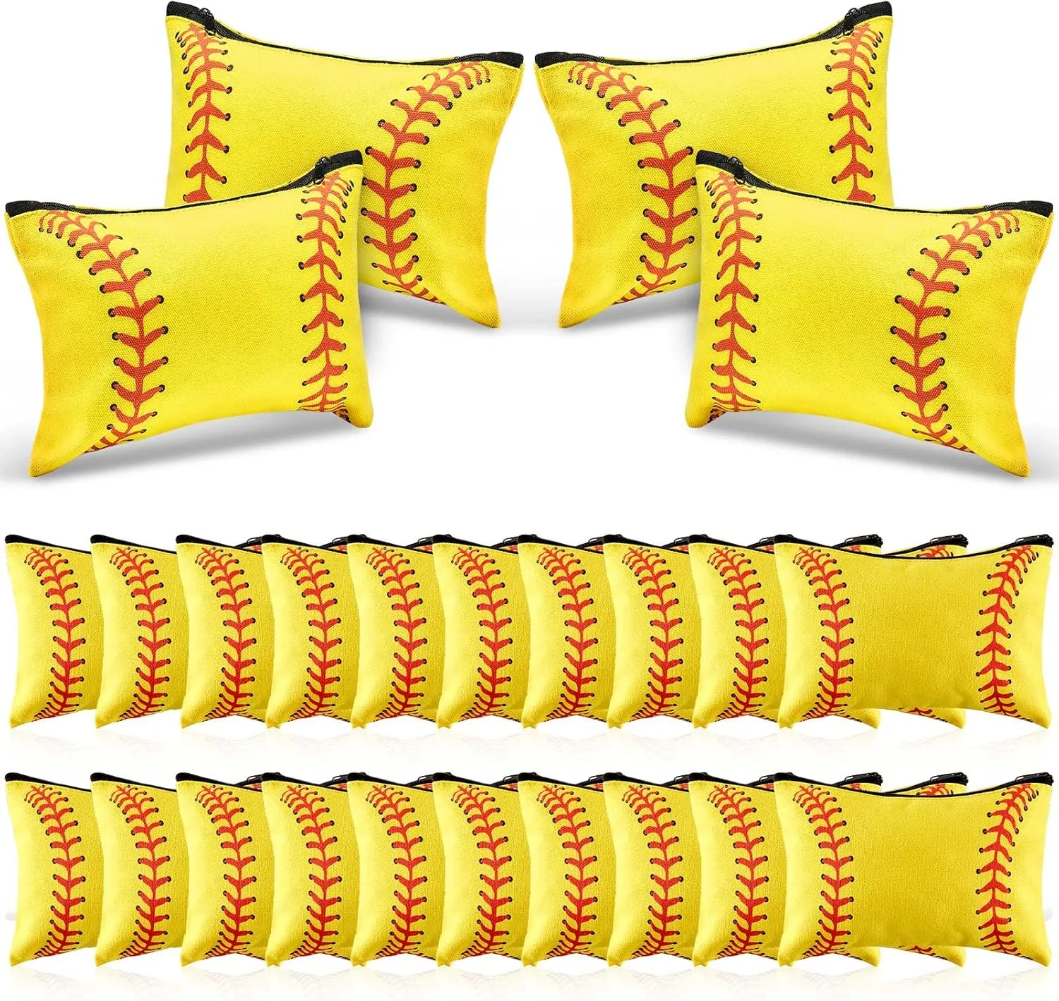 24 Pcs Softball Gifts: Makeup Bag, Cosmetic Bag, Portable Travel Softball Bags for Girls Team Player with Zipper Storage