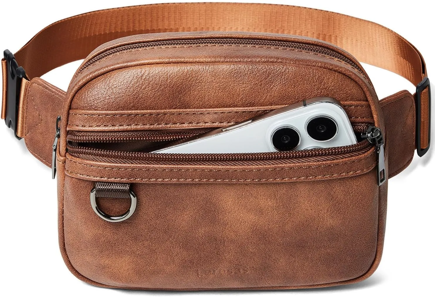 2L Fanny Packs for Women Men Everywhere Belt Bag Vegan Leather Chic Waist Pack Crossbody Chest Bag Travel Hiking Brown