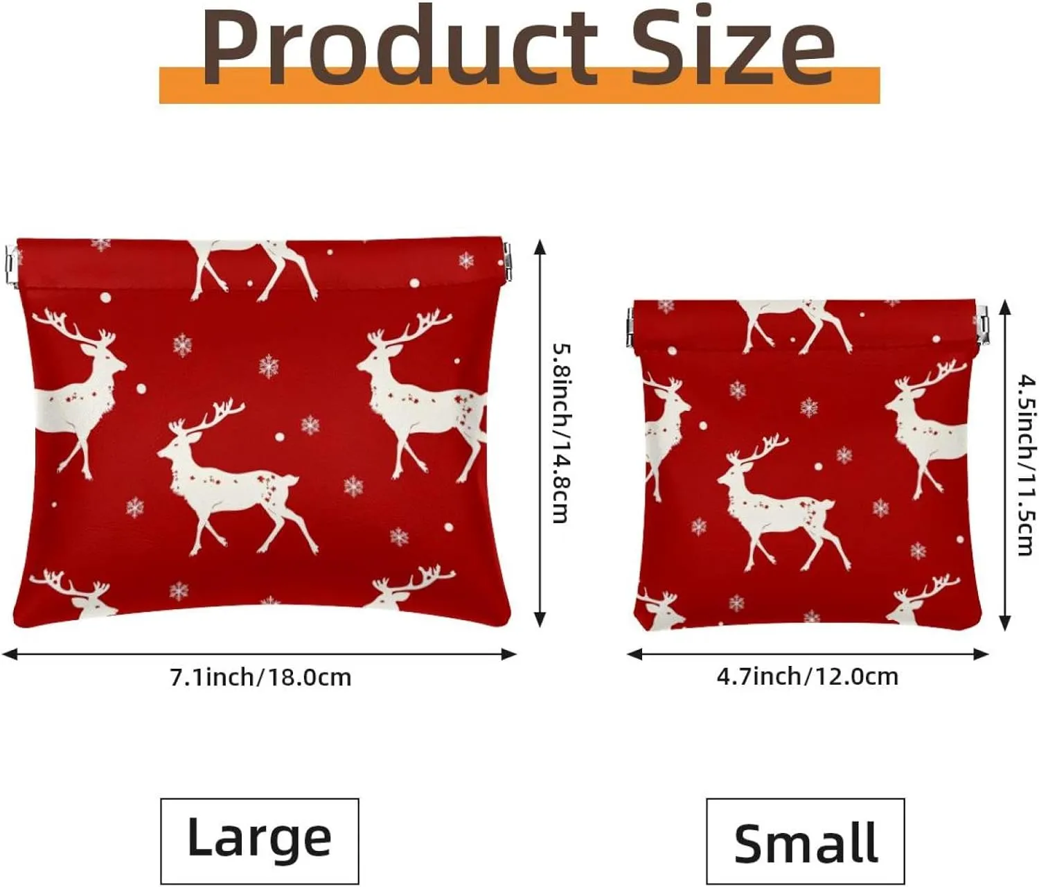 2Pcs Faux Leather Pocket Box, Small Travel Kit Storage Pouch, Waterproof Mini Bag Purse, Multifunctional Travel Storage Bag, Christmas Elk Snowflake Red