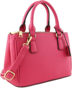 2pcs Set Classic Triple Zip Top Handle Small Satchel Bag with Zip Around Wallet