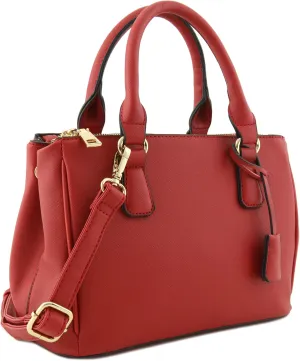 2pcs Set Classic Triple Zip Top Handle Small Satchel Bag with Zip Around Wallet
