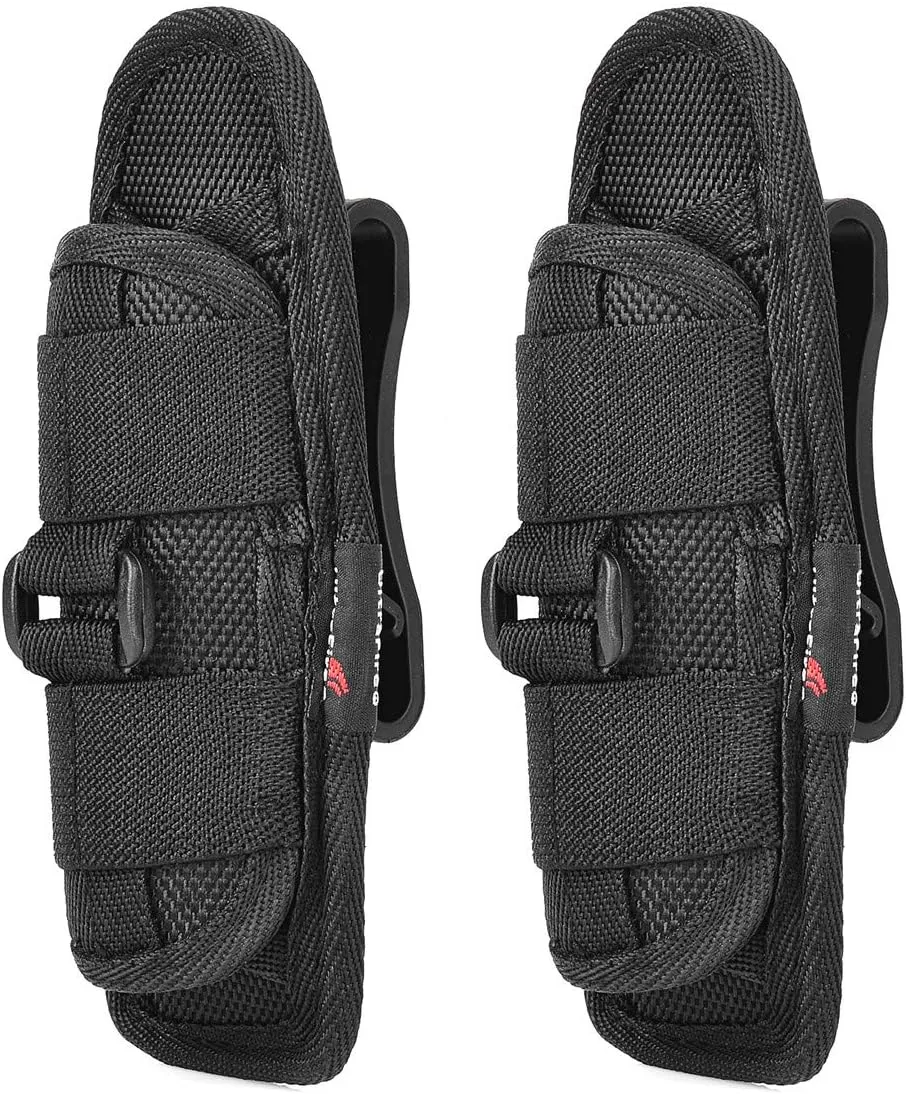 2PCS UltraFire 402 Tactical Flashlight Pouch Holster,Compact Stretchy Nylon Handheld LED Flashlights Duty Belt Holder,1 inch Flashlight Universal,with 360 Degrees Rotatable Clip,Black