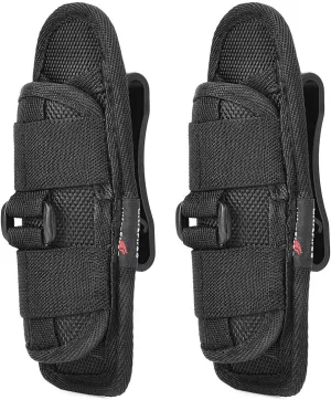 2PCS UltraFire 402 Tactical Flashlight Pouch Holster,Compact Stretchy Nylon Handheld LED Flashlights Duty Belt Holder,1 inch Flashlight Universal,with 360 Degrees Rotatable Clip,Black