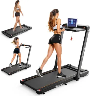 3 in 1 Under Desk Treadmill With Incline - Walking Pad With Removable Desk Workstation, 3.5HP Foldable Compact for Home Small Office - Wristband Remote Control