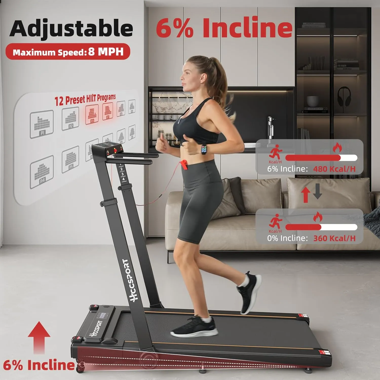 3 in 1 Under Desk Treadmill With Incline - Walking Pad With Removable Desk Workstation, 3.5HP Foldable Compact for Home Small Office - Wristband Remote Control