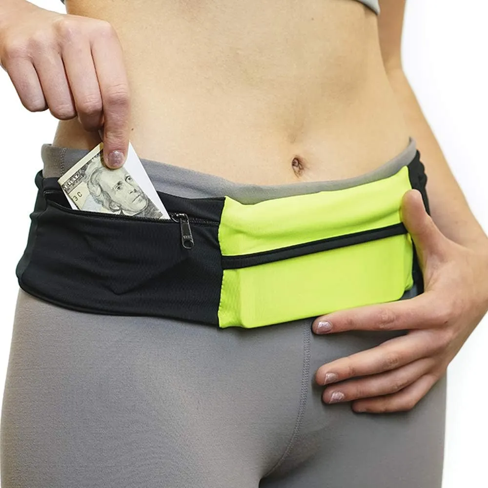 3 Pocket Adjustable Running Belt Waist Pack, Fanny Pack For Working Out With Sweat Resistant Backing, Holds All iPhone Models