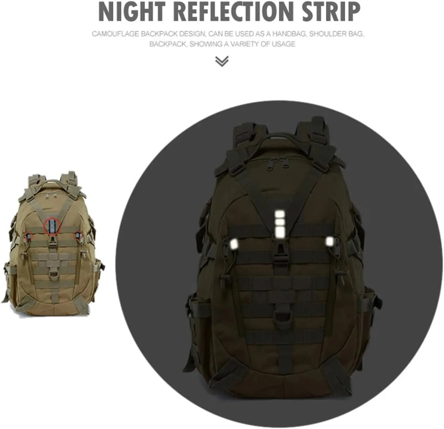 30-40L Camping Backpack Men's Travel Bags Climbing Rucksack Hiking Outdoor Reflective Shoulder Fishing Bag(Style5)