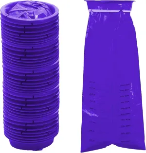 30 Pack Vomit Bags Disposable,Portable Emesis Bags 1000ml Leak Resistant Barf Bags for Travel, Nausea and Car (Purple)