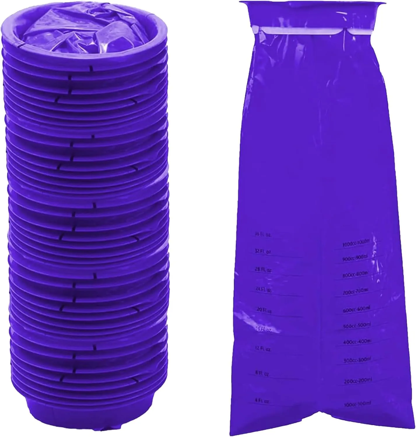 30 Pack Vomit Bags Disposable,Portable Emesis Bags 1000ml Leak Resistant Barf Bags for Travel, Nausea and Car (Purple)