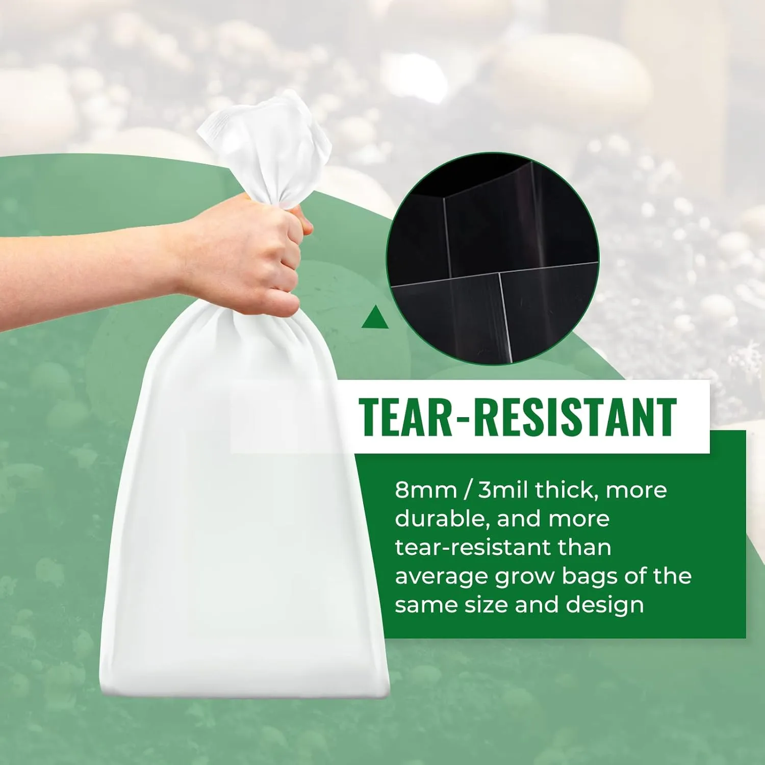 300 Packs 6 Mil Mushroom Grow Bags, Thick Spawn Bags 5" X 8" X 20" with 0.2 Micron Filter Breathable Autoclavable Durable Tear-Resistant