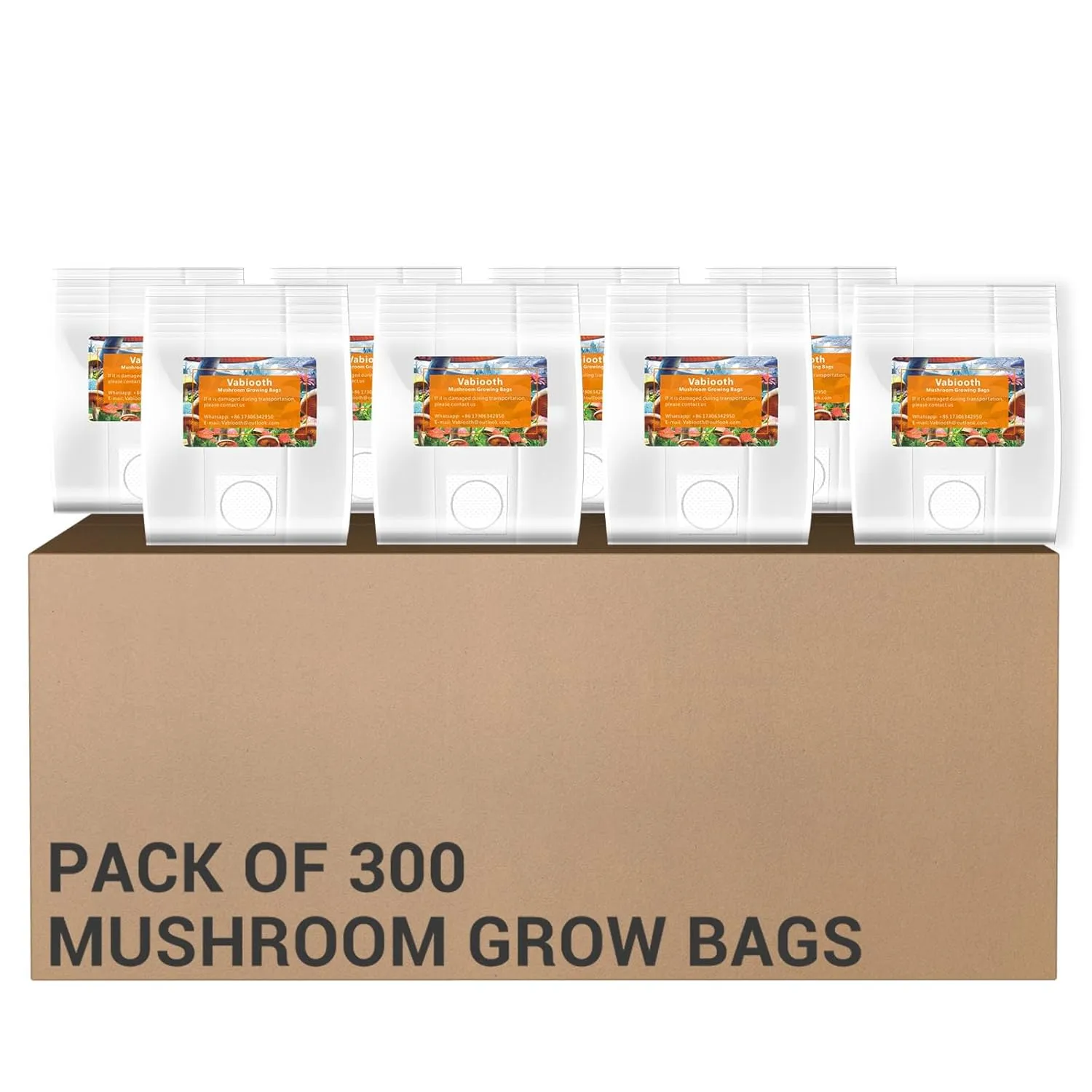 300 Packs 6 Mil Mushroom Grow Bags, Thick Spawn Bags 5" X 8" X 20" with 0.2 Micron Filter Breathable Autoclavable Durable Tear-Resistant