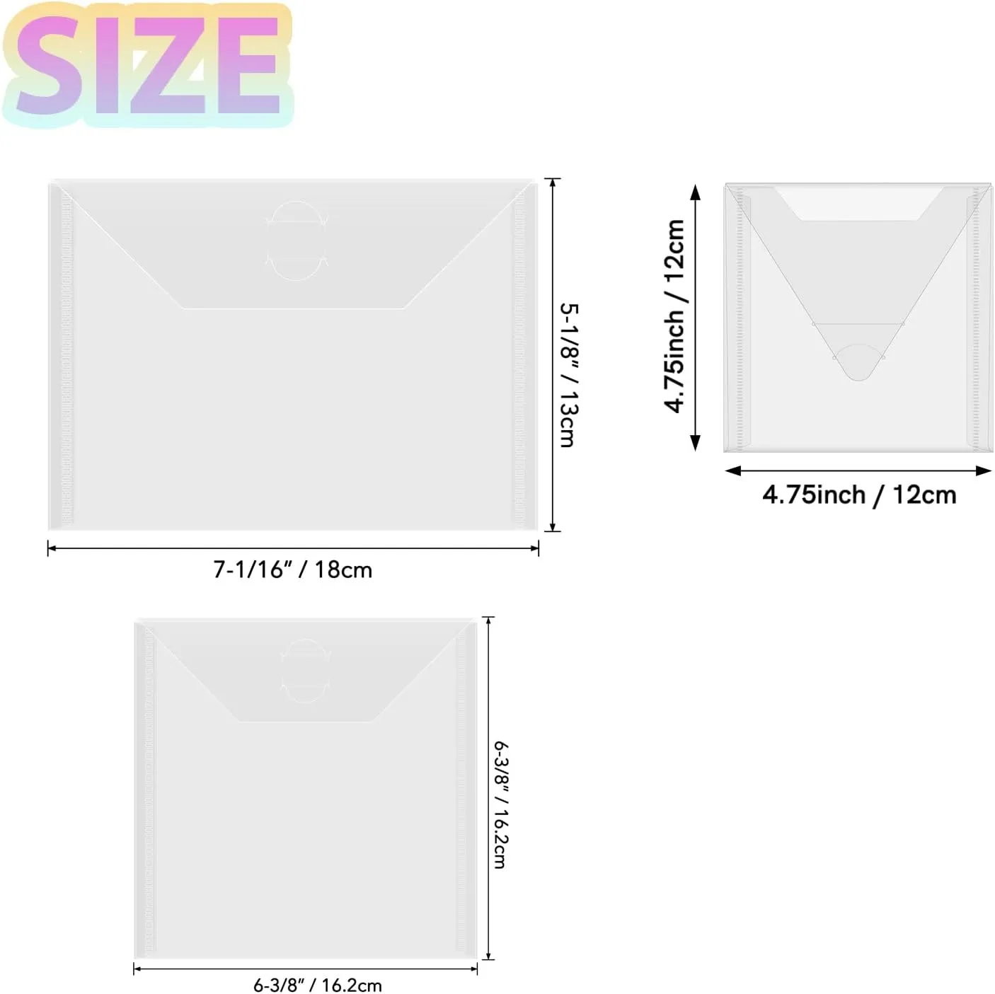 30Pieces Clear Die & Stamp Plastic Storage Bag, 3Size Resealable Large Envelope Pocket for DIY Scrapbooking Paper Card Craft Making and Cutting Dies Stencil (7.1"x5.1";6.4"x6.4";4.75"x4.75")