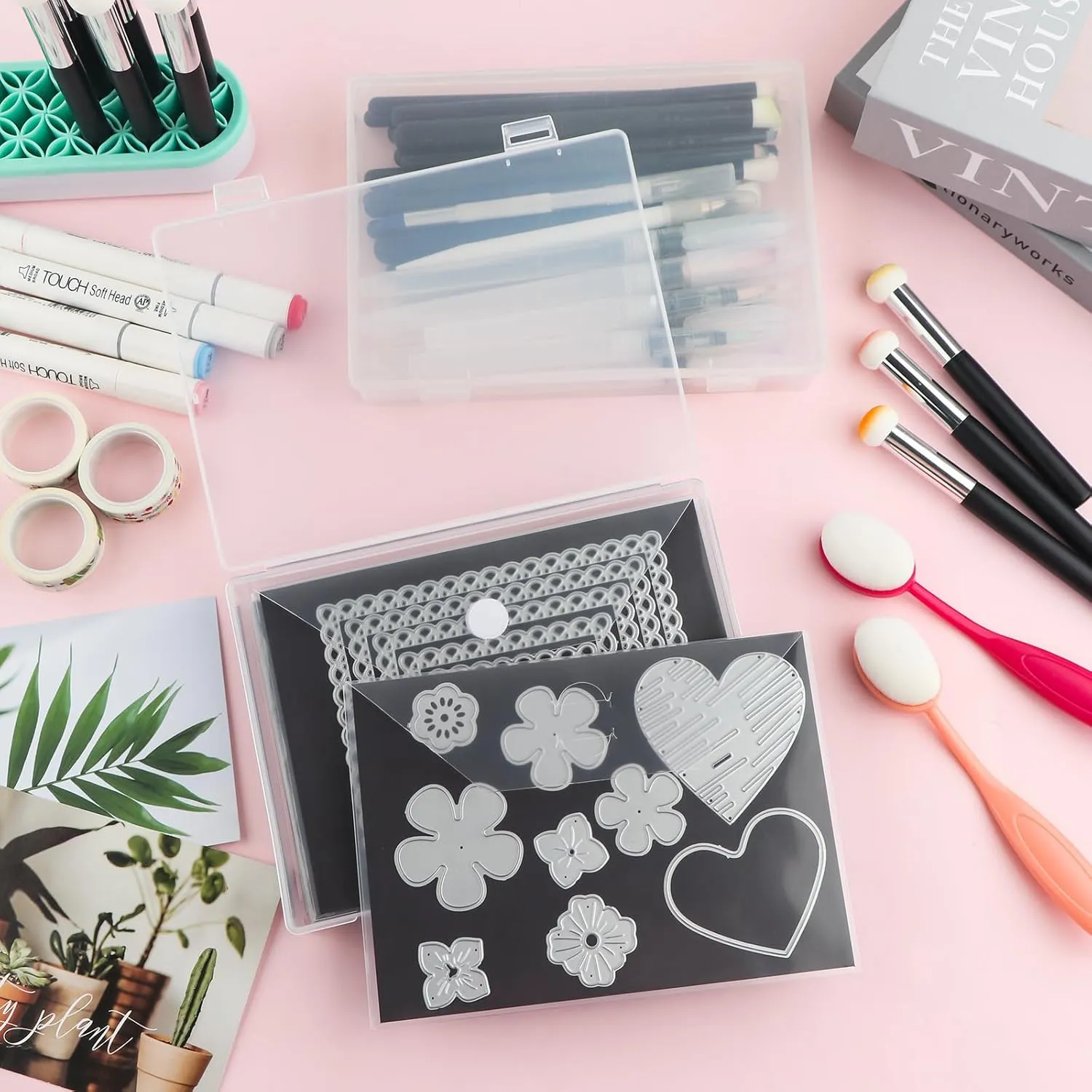 30Pieces Clear Die & Stamp Plastic Storage Bag, 3Size Resealable Large Envelope Pocket for DIY Scrapbooking Paper Card Craft Making and Cutting Dies Stencil (7.1"x5.1";6.4"x6.4";4.75"x4.75")