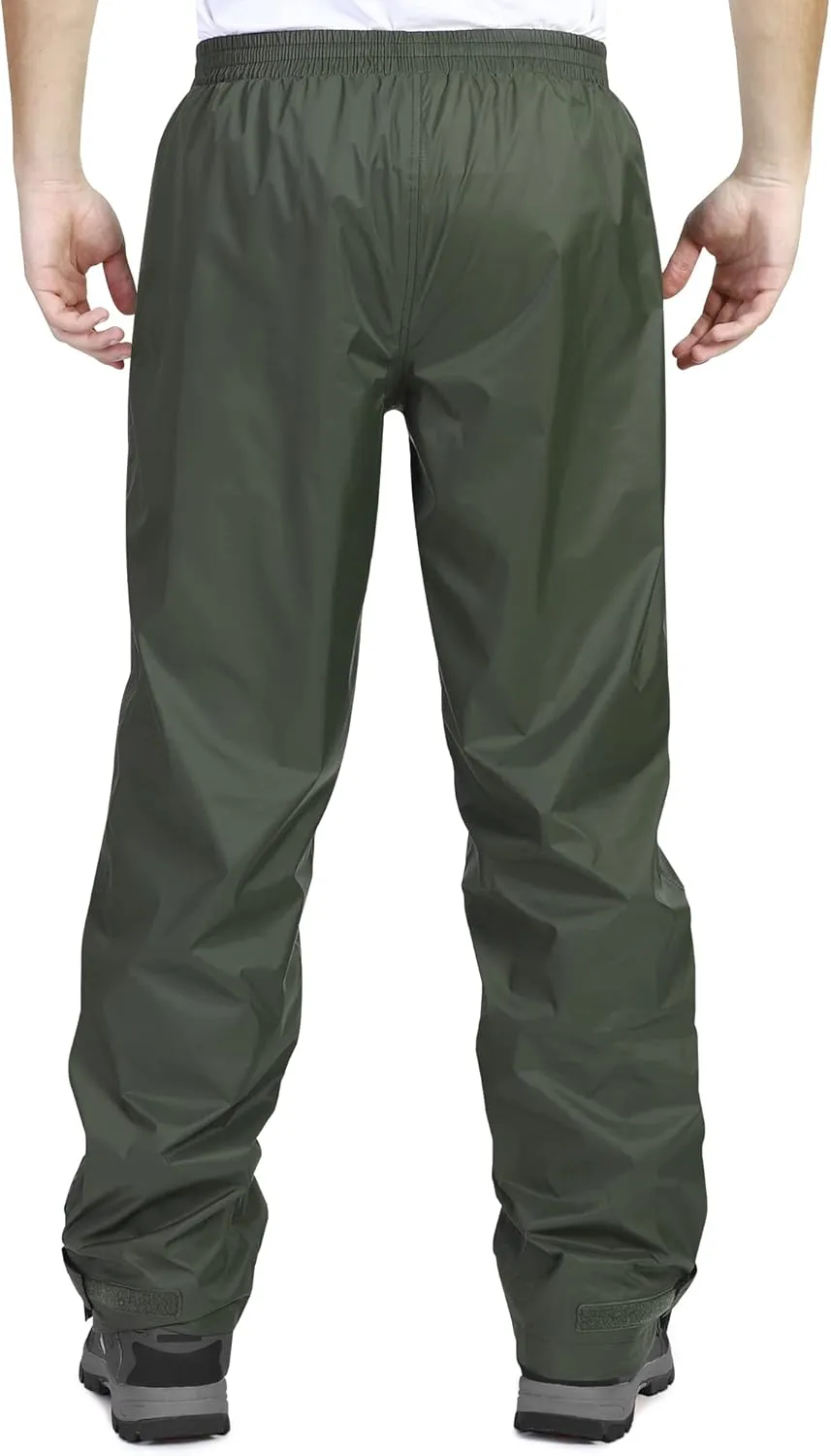 33,000ft Men's Rain Pants, Waterproof Rain Over Pants, Windproof Outdoor Pants for Hiking, Fishing