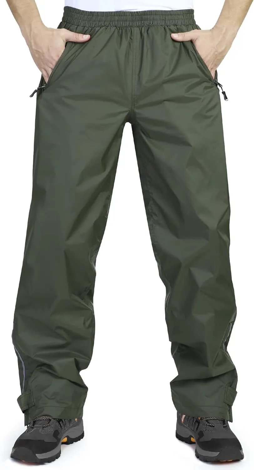 33,000ft Men's Rain Pants, Waterproof Rain Over Pants, Windproof Outdoor Pants for Hiking, Fishing