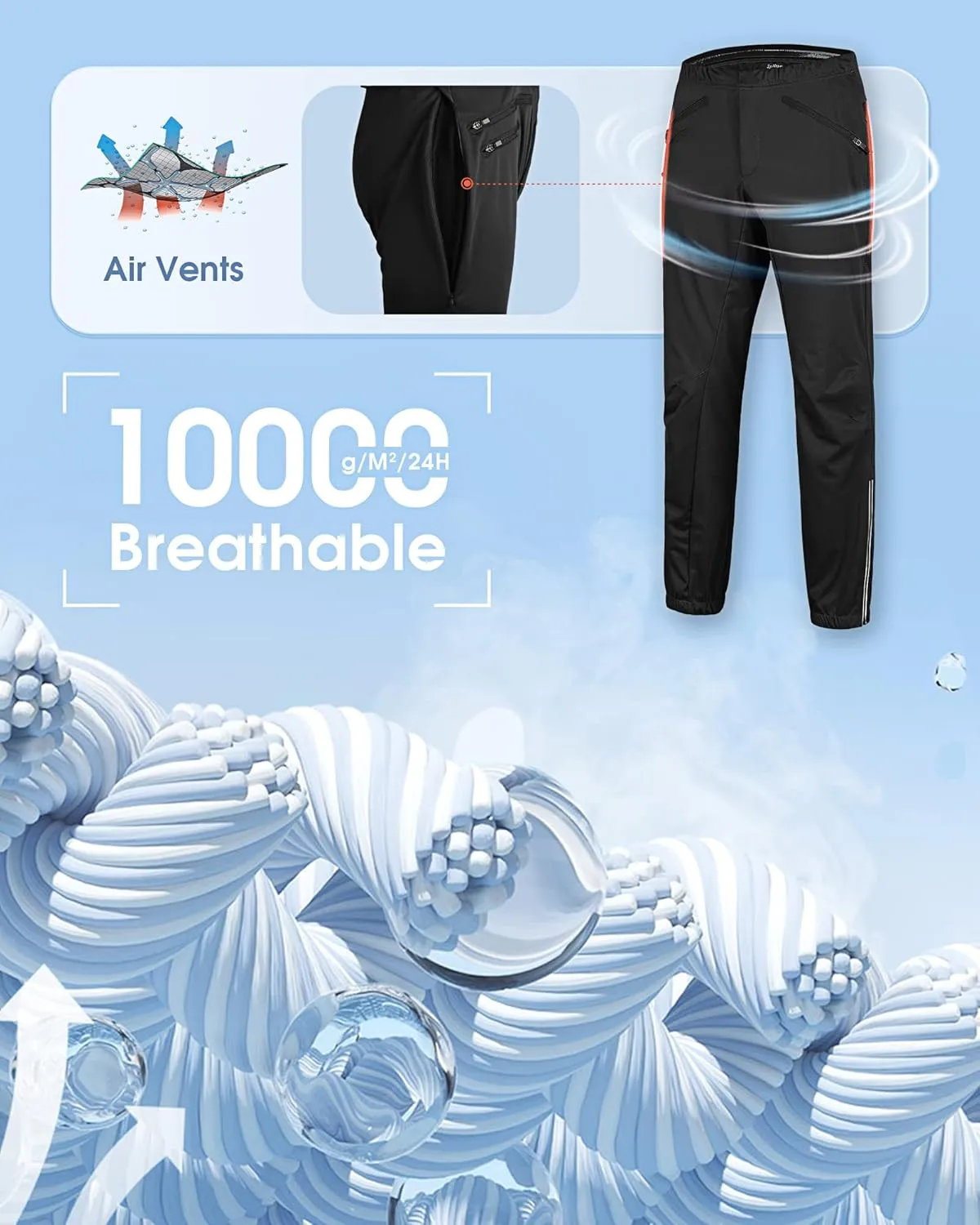 33,000ft Men's Waterproof Cycling Pants, Windproof Breathable Athletic Mountain Bike Pants Running Hiking Sweatpants Sports