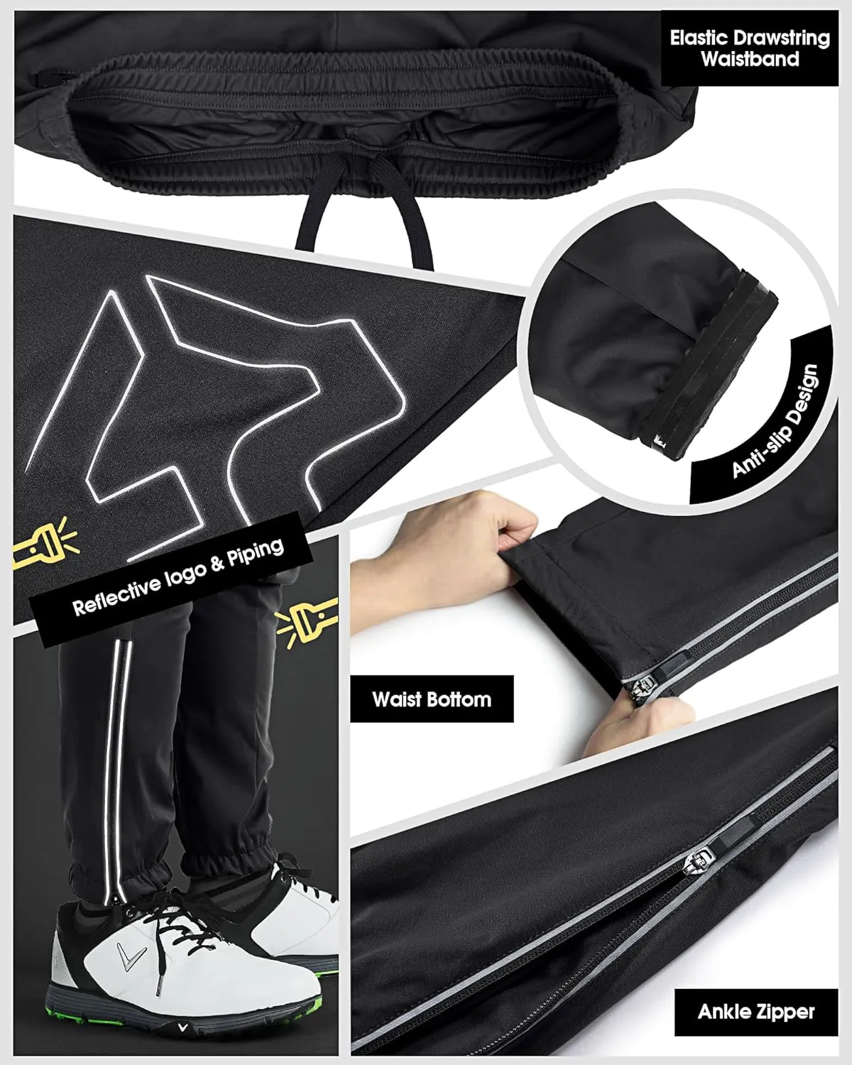 33,000ft Men's Waterproof Cycling Pants, Windproof Breathable Athletic Mountain Bike Pants Running Hiking Sweatpants Sports