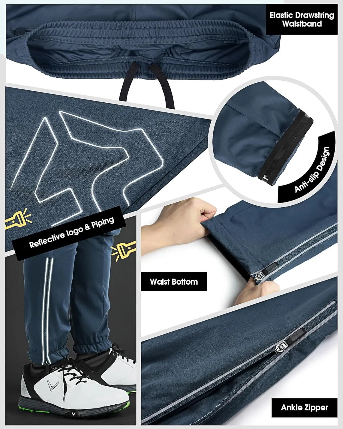 33,000ft Men's Waterproof Cycling Pants, Windproof Breathable Athletic Mountain Bike Pants Running Hiking Sweatpants Sports