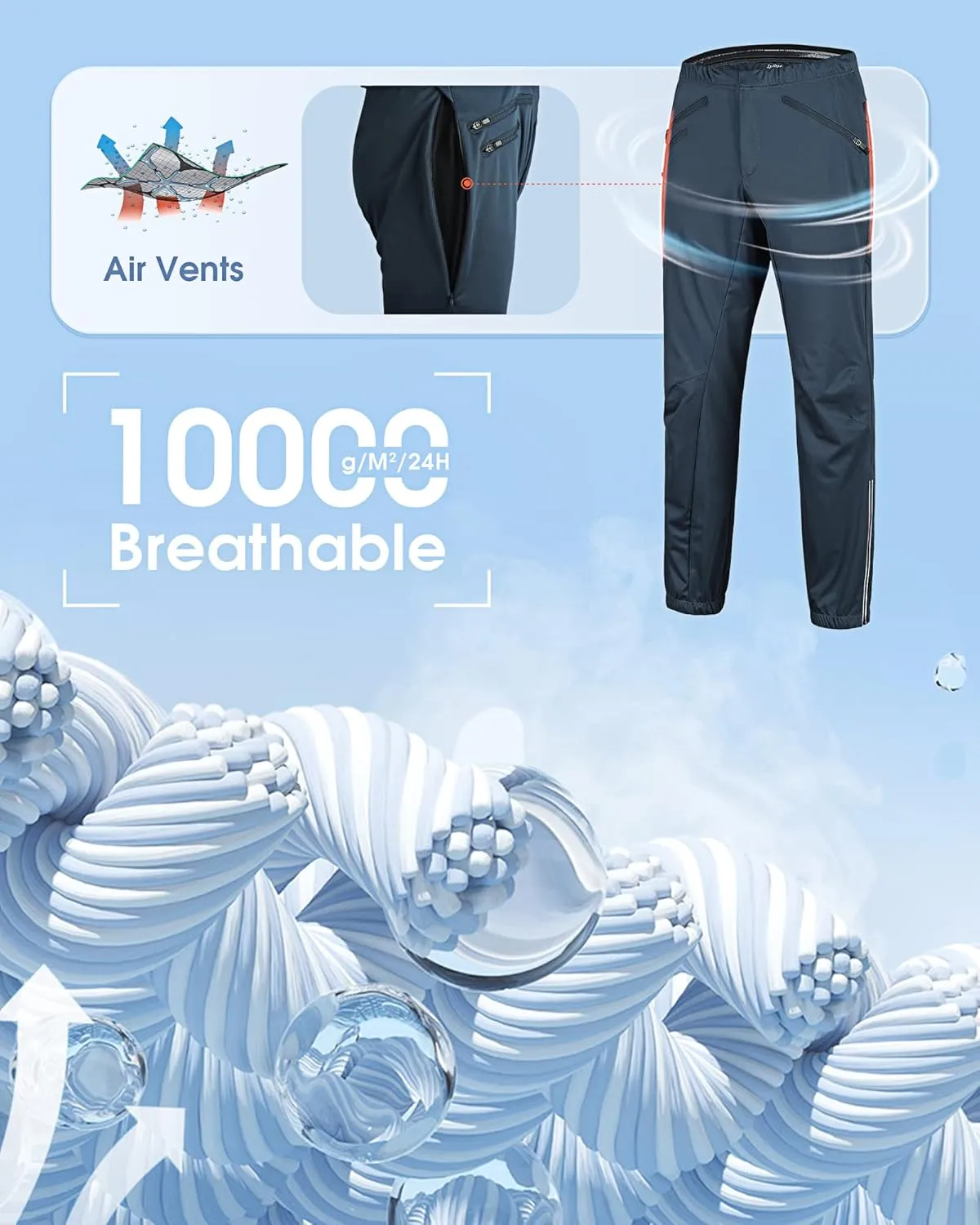 33,000ft Men's Waterproof Cycling Pants, Windproof Breathable Athletic Mountain Bike Pants Running Hiking Sweatpants Sports