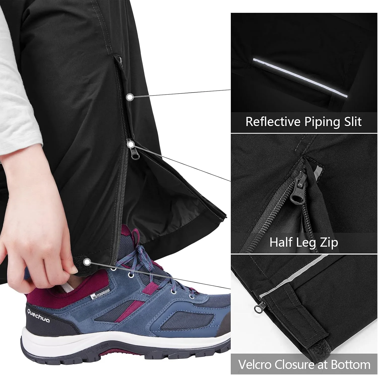 33,000ft Women's Rain Pants, Lightweight Waterproof Rain Over Pants, Windproof Hiking Pants for Outdoor, Fishing, Rainy Day