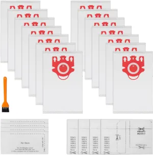 3D Airclean FJM Bags for Miele FJM Vacuum Compact C2 Compact C1 Complete C1 S241 S290 S300i S500 S700 S4 S6 Series, 14 Pack FJM Bags with 4 Motor Protection Filters and 4 AirClean Filters