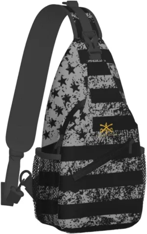 3rd Squadron 4th US Cavalry Sling Bag for Men, Small Crossbody Sling Bags, Mini Water Resistant Shoulder Daypack for Travel, Anti Thief Chest Bag for Hiking