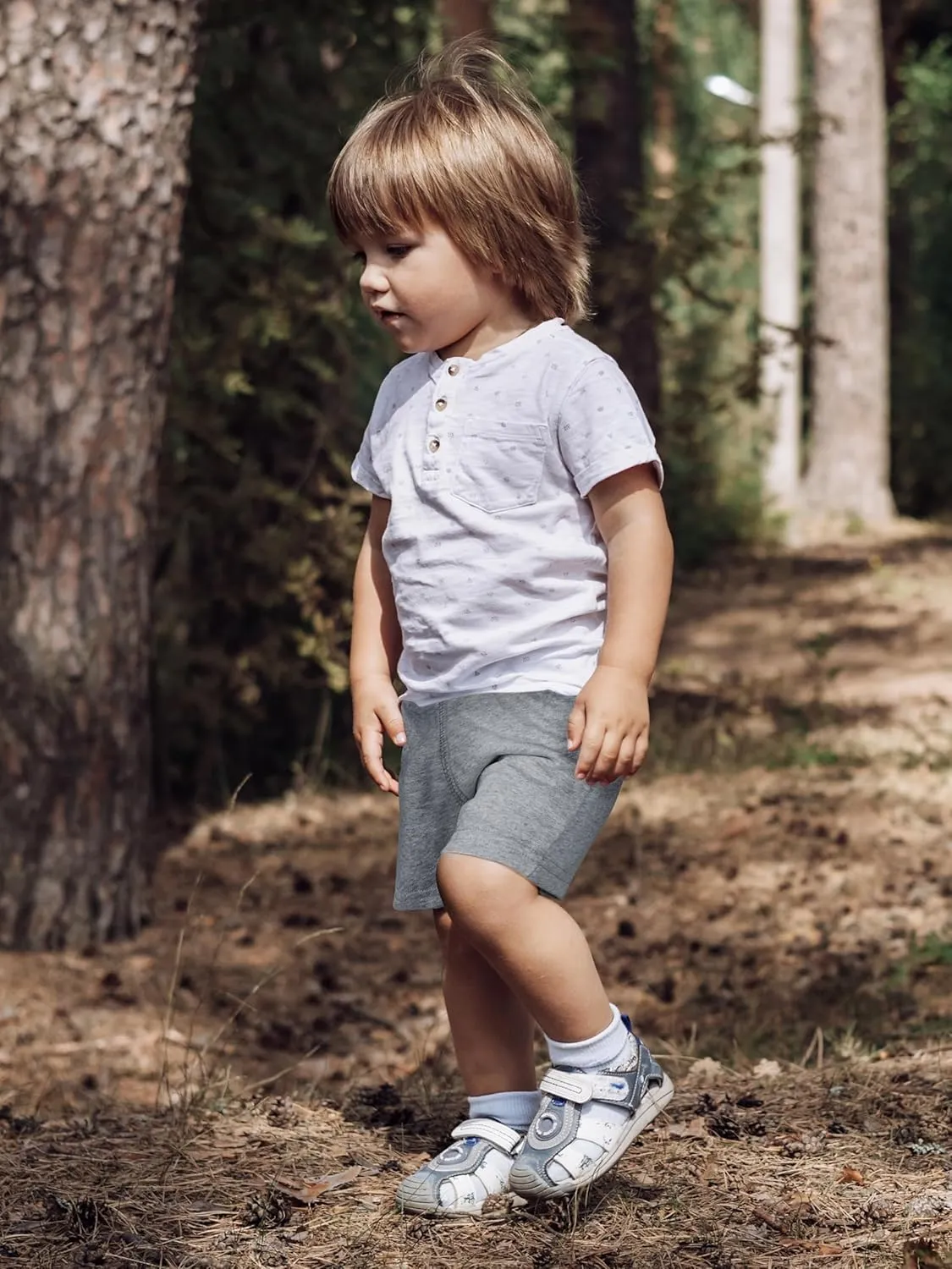 4 Pack Toddler Boys Shorts French Terry Boys Cotton Shorts with Drawstring Casual Elastic Waist