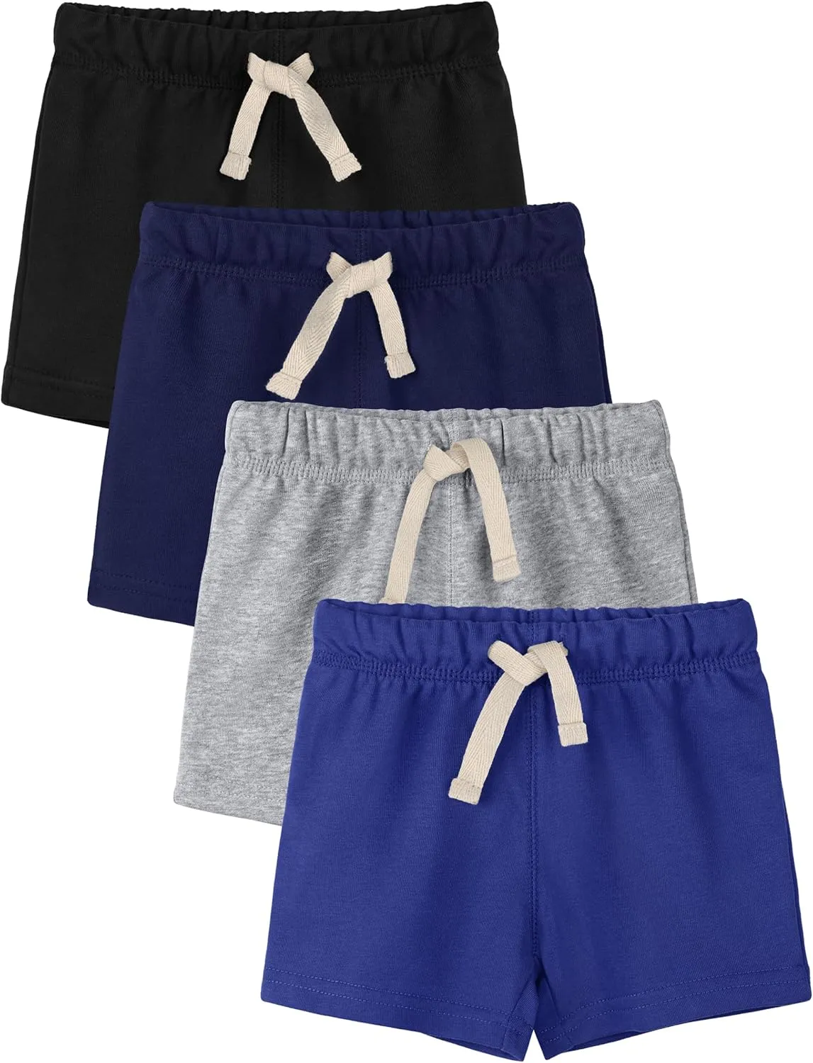4 Pack Toddler Boys Shorts French Terry Boys Cotton Shorts with Drawstring Casual Elastic Waist