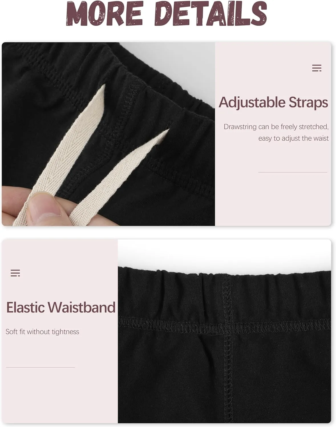 4 Pack Toddler Boys Shorts French Terry Boys Cotton Shorts with Drawstring Casual Elastic Waist