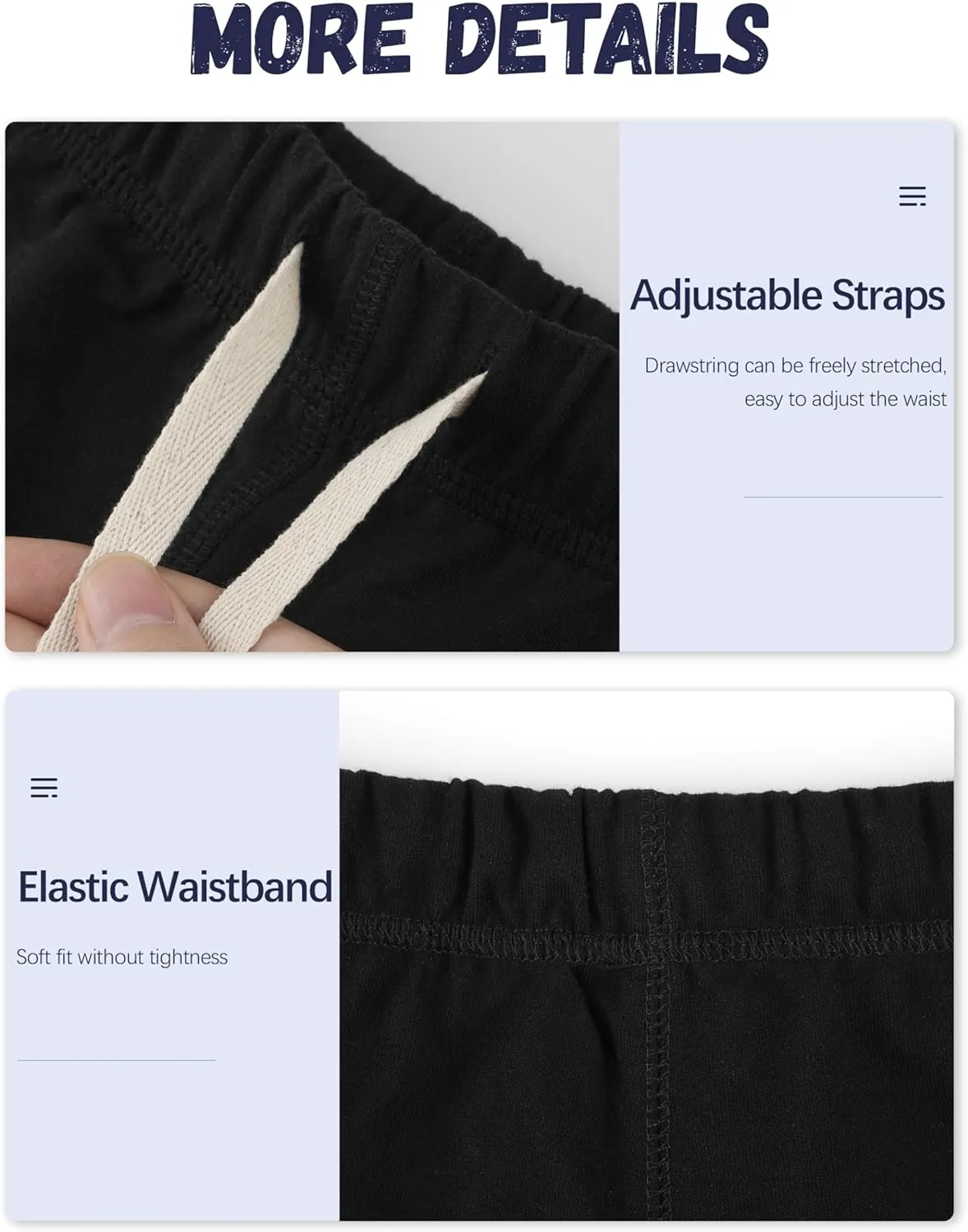4 Pack Toddler Boys Shorts French Terry Boys Cotton Shorts with Drawstring Casual Elastic Waist